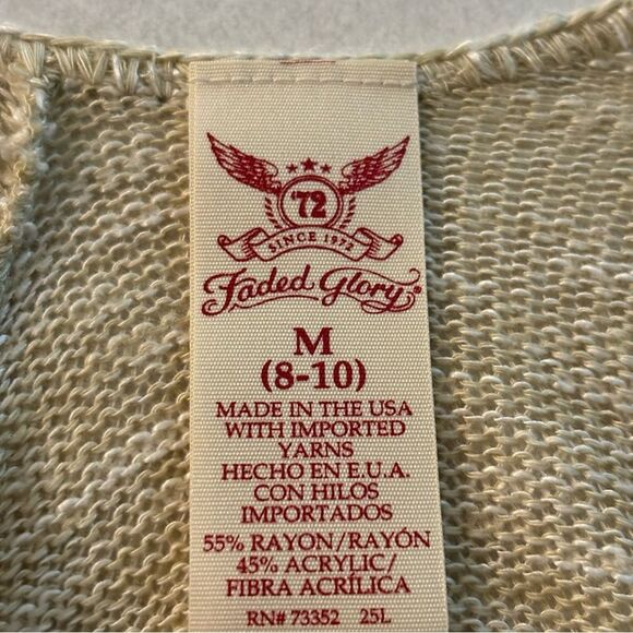 Faded Glory Tan Cream Knit Short Sleeve Tunic V-Neck Women Medium. - Picture 7 of 10